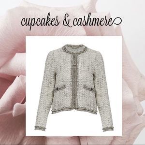 cupcakes & cashmere Belicia Fringe Jacquard Grey Jacket